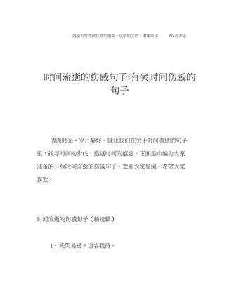 时光飞逝，唯美诗句赏析（珍惜每一刻）